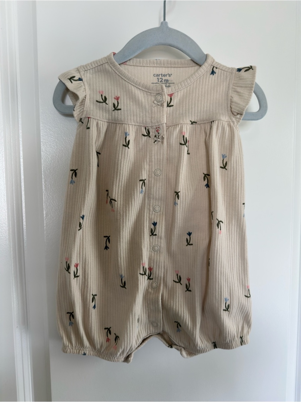 Carter's Beige Floral Bubble Romper